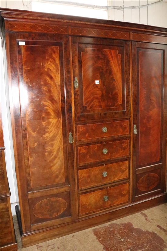 Edwardian inlaid mahogany wardrobe